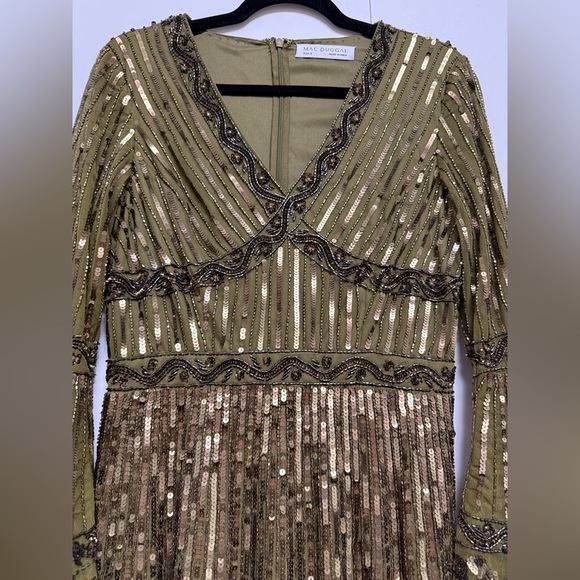 NWT Mac Duggal 5591 LightOlive 3/4 Sleeve V Neck A Line Dress Size 6 - Picture 14 of 17